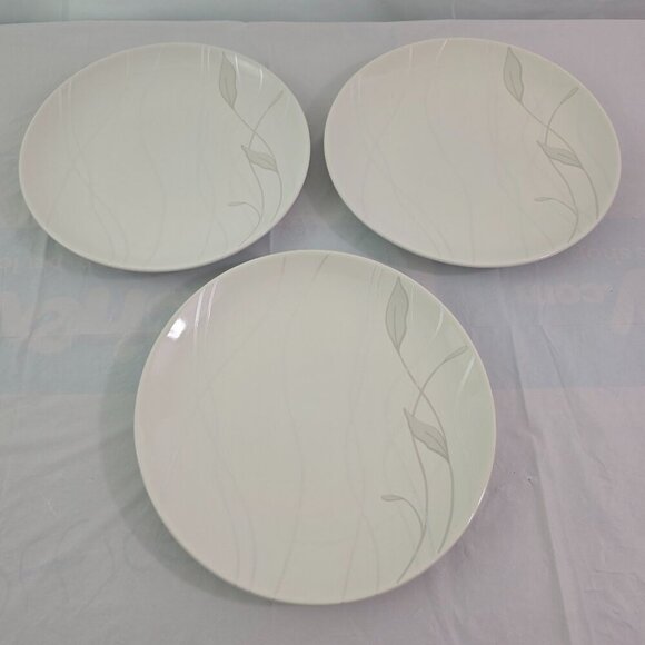 Pfaltzgraff Linea Grey on White Floral Coup Salad Luncheon Plates – Set of 3 - Picture 8 of 14